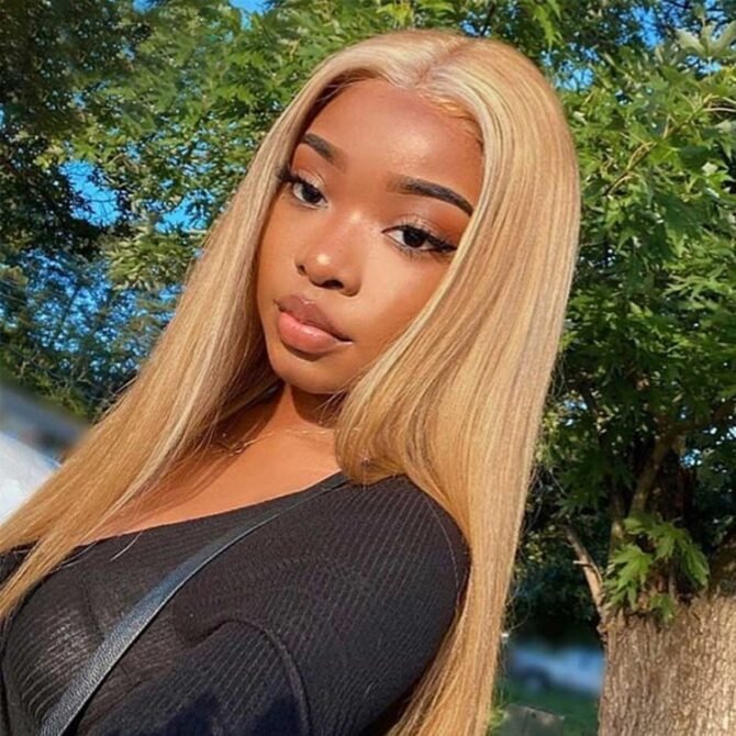 Honey Blonde #27 Colored 6x5 13x4 HD Lace Full Frontal Wig Straight Human Hair Wigs