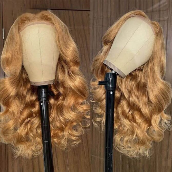 Honey Blonde #27 Colored 6x5 13x4 HD Lace Full Frontal Wig Body Wave Human Hair Wigs