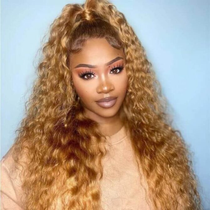 Honey Blonde Water Wave 6x5 13x4 HD Lace Full Frontal #27 Colored Human Hair Glueless Wig
