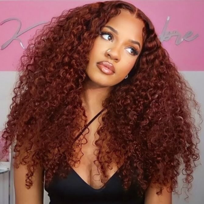 Wear Go Reddish Brown Color Deep Wave 6x5 Pre-Cut HD Lace Glueless Human Hair Wig