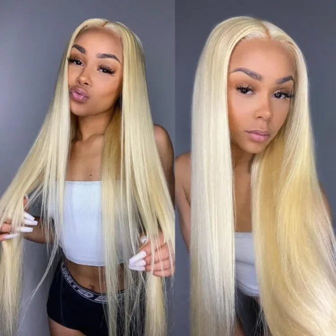 613 Blonde HD Lace Front Wigs Brazilian Straight Human Hair Wigs 180% Density
