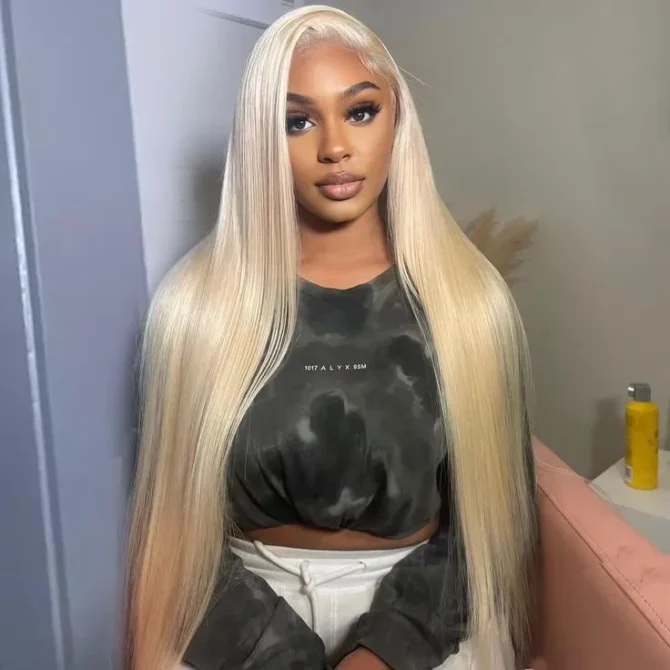613 Blonde Silky Straight 6x5 HD Lace Glueless Human Hair Wig Pre Bleached Knots 180% Density