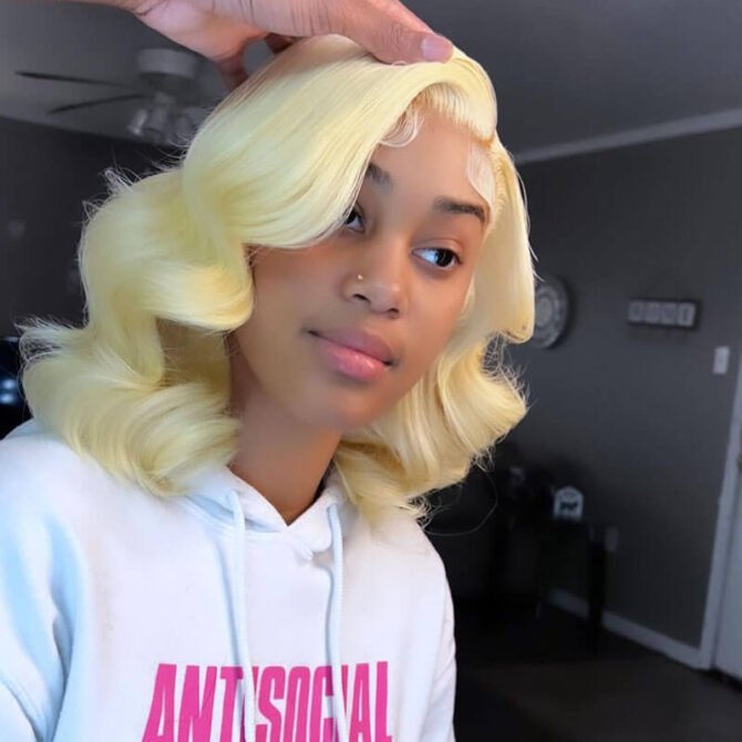 613 Blonde Body Wave Shoulder Length Straight 13x4 Lace Front Wig Special Sale