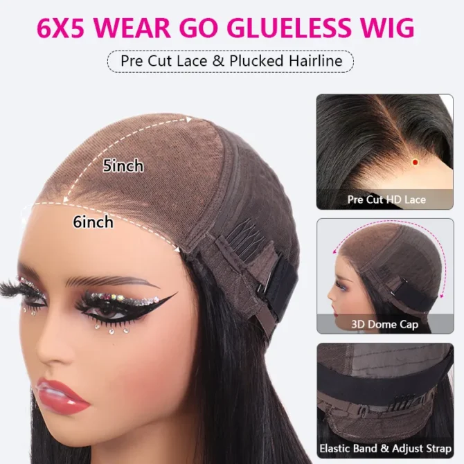 4/27 Highlight Straight 6x5 Wear Go 13x4 HD Glueless Lace Front Wig Honey Blonde Mix Brown Color