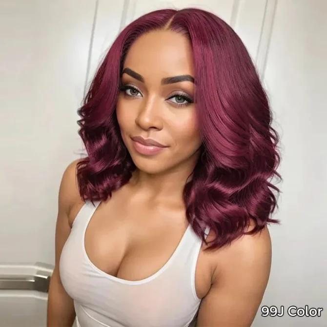 Short Loose Body Wave 6x5 HD Lace Glueless Wig Reddish Brown/99J Burgundy/Brown Color 100% Human Hair