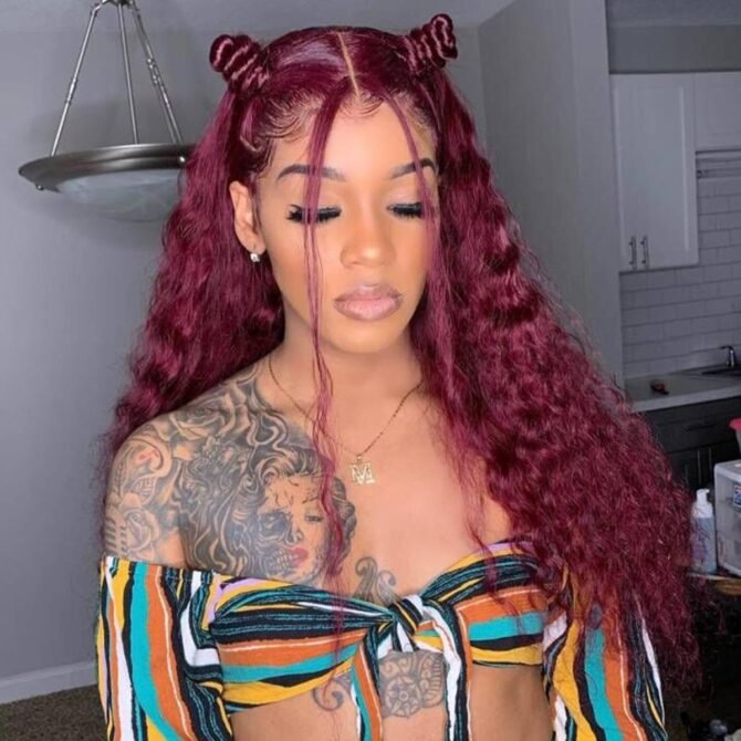 99J Burgundy Color Water Wave Human Hair Wig 6x5 13x4 HD Lace Frontal Wig