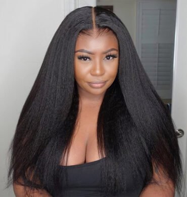 Kinky Straight 13x4 Glueless HD Lace Frontal Wig 6x5 Wear Go Human Hair Pre Bleached & Plucked