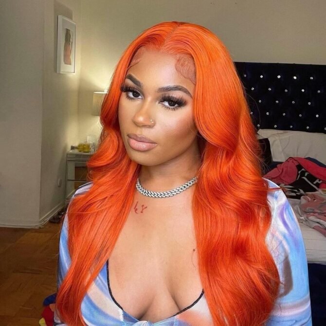 Colorful Body Wave 13x4 Lace Frontal Wig 100% Human Hair Blue Orange Pink Green Grey Yellow Color