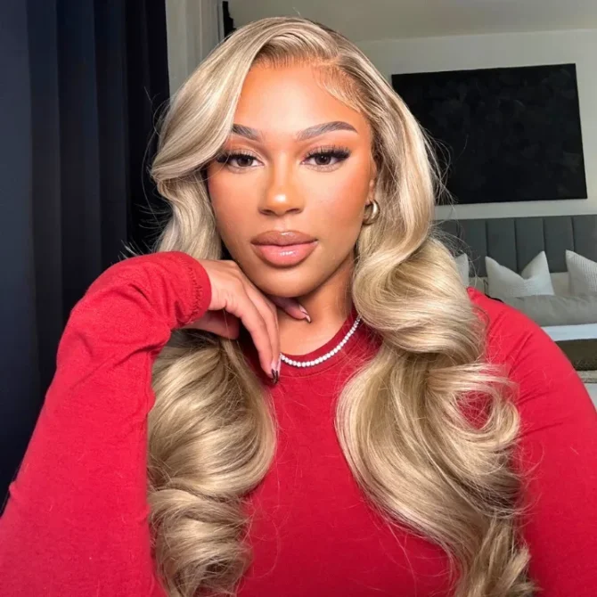 Ash Blonde Highlight Wig 13x6 Body Wave Mix Color Straight HD Lace P16/613 Human Hair Wig