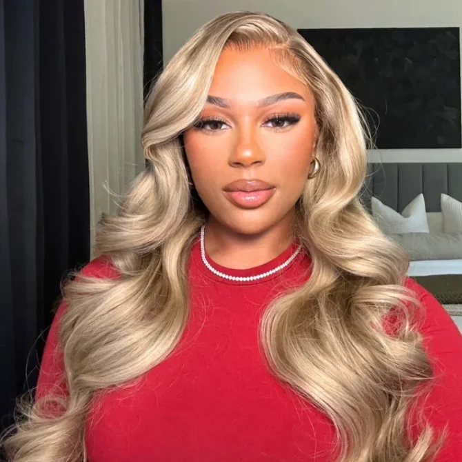 Ash Blonde Highlight Wig 13x6 Body Wave Mix Color Straight HD Lace P16/613 Human Hair Wig