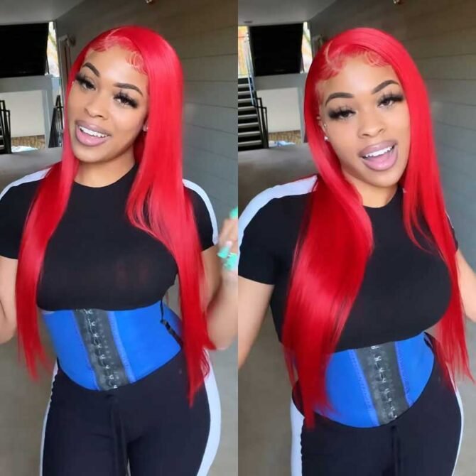 Red Color Wear Go Glueless Straight/Body Wave 6x5 HD Pre-Cut Lace Human Hair Wig