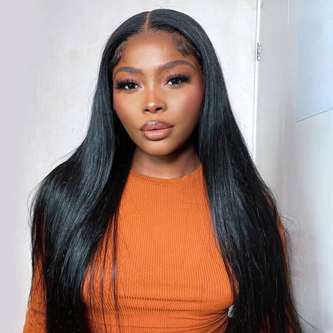 Straight Human Hair Wear Go Glueless 6x5 Pre Cut HD Lace Closure Wig Bleached Knots