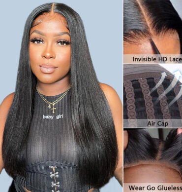 Breathable Air Cap | Wear Go Glueless 6x5 Plus Lace Straight Hair Wig Bleached Knots
