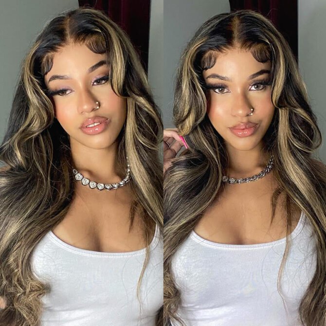 Balayage Highlight Wig Straight/Body Wave 6x5 HD Wear Go Glueless Pre-Cut Lace Wig
