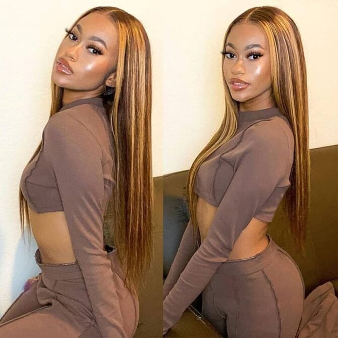 Wear Go Honey Blone Highlight Wig Straight/Body Wave Air Cap 6x5 Plus HD Glueless Pre-Cut Lace Wig