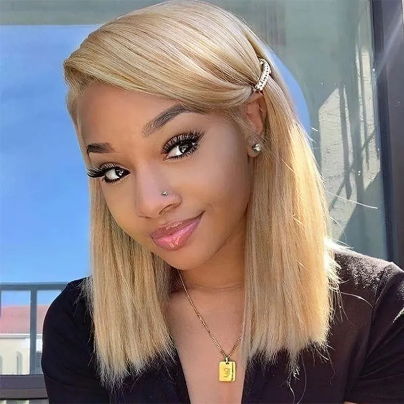Ash Blonde Bob 6x5 13x6 HD Lace Frontal Short Human Hair Wig Pre Plucked & Bleached