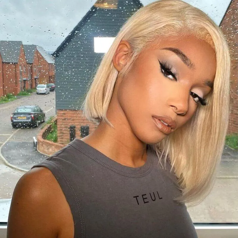 Ash Blonde Bob 6x5 13x6 HD Lace Frontal Short Human Hair Wig Pre Plucked & Bleached