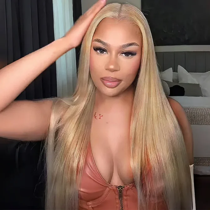 Cozy Blonde Color Straight Human Hair Barbie 13x6 HD Lace Frontal Wig Pre Plucked Hairline