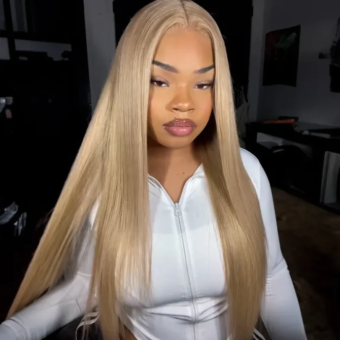 Cozy Blonde Color Straight Human Hair Barbie 13x6 HD Lace Frontal Wig Pre Plucked Hairline