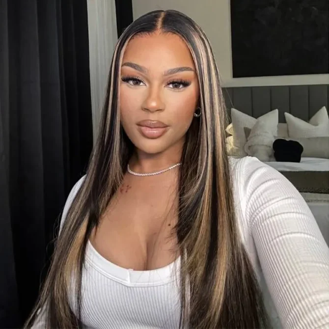 Balayage Highlight Straight Hair 6x5 Glueless 13x4 HD Lace Full Frontal Wig 100% Human Hair