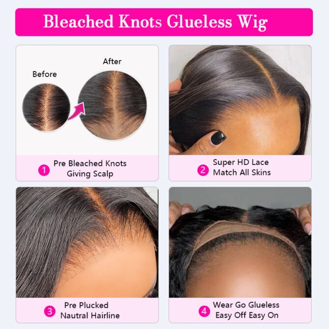 Blonde Highlight Mix Color Short Bob Straight Human Hair 6x5 Glueless Pre-Cut Lace Wig Bleached Knots