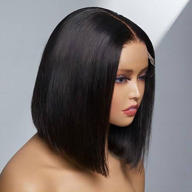 Pre Bleached Knots Short Straight Human Hair Bob 6x5 HD Pre-Cut Lace Glueless Wig