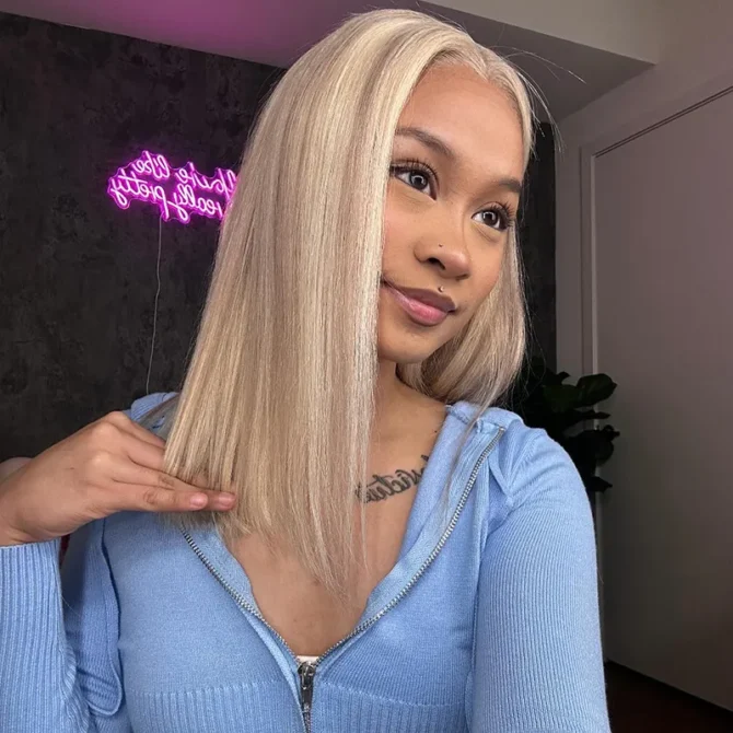 Blonde Highlight Color Bob Human Hair 6x5 13x6 HD Lace Glueless Wig P16/613 Pre Bleached & Plucked