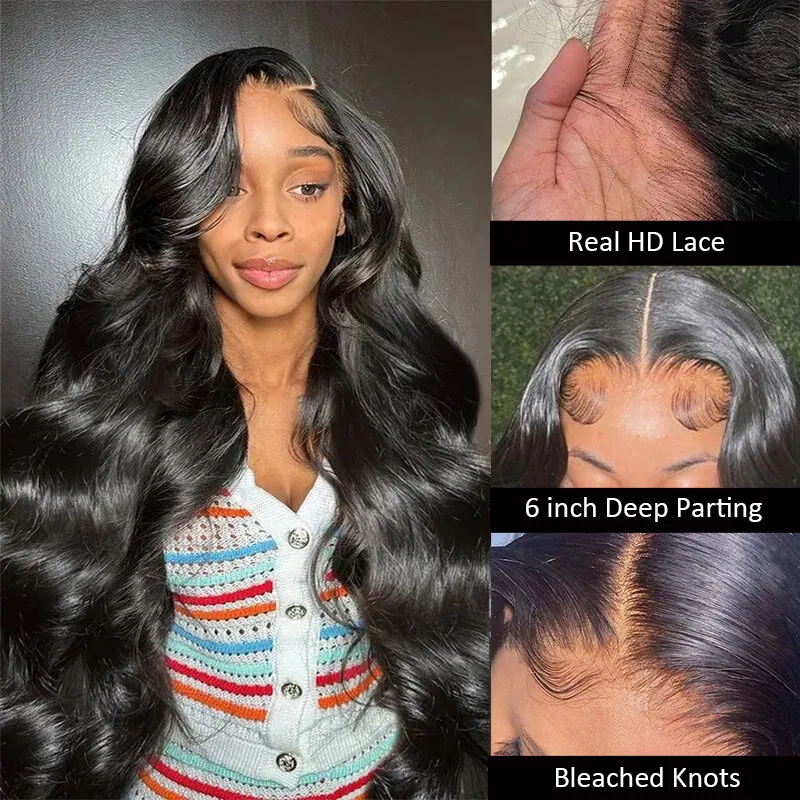Pre Bleached Knots | Body Wave 13x6 HD Lace Front Wig Pre Plucked Glueless Human Hair Wig