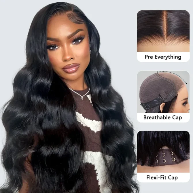 Flexi-Fit Glueless Body Wave Human Hair Wig 6x5 9x6 Pre Everything Melt Lace Wear Go Beginner Friendly