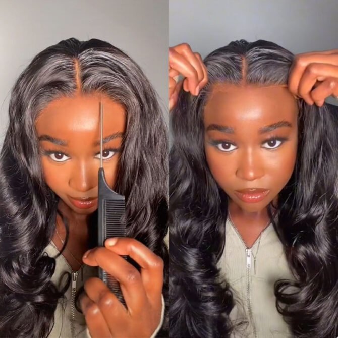 Body Wave 6x5 Wear Go Glueless Pre Cut HD Lace Closure Wig Bleached Knots Natural Hairline