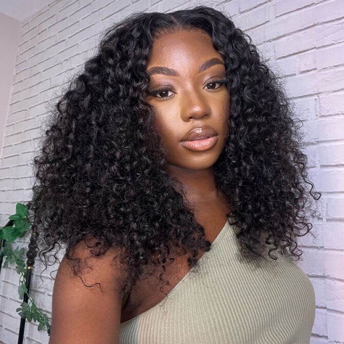 Air Cap | Short Bouncy Water Curly Wear Go Glueless 6x5 HD Lace Wig 100% Human Hair Casual Finger Curls