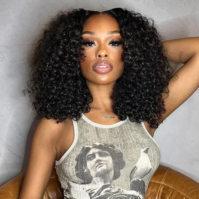 Wear Go Pre-Cut Lace Short Bouncy Curly wig Upgrade 6x5 Lace Deep Curly Glueless Wig