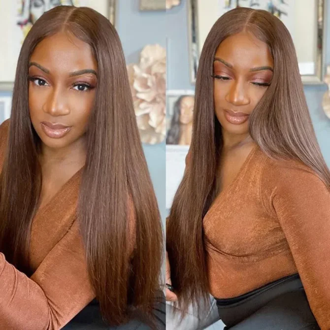 Brown Color Upgrade 6x5 HD Lace Straight/Body Wave Wear Go Glueless Closure Wig Plucked Hairline