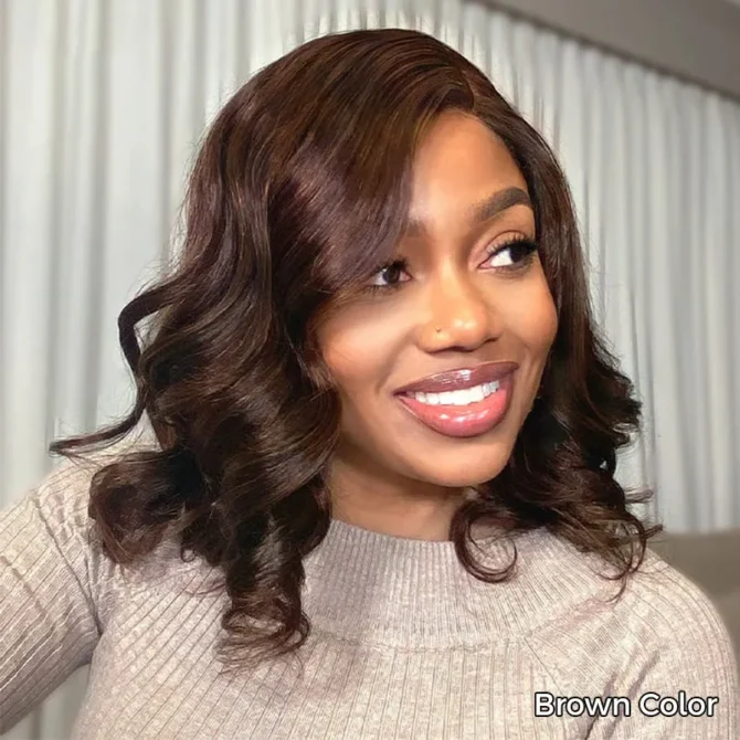Short Loose Body Wave 6x5 HD Lace Glueless Wig Reddish Brown/99J Burgundy/Brown Color 100% Human Hair