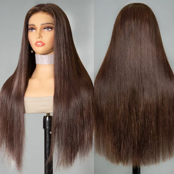 Brown Color Upgrade 6x5 HD Lace Straight/Body Wave Wear Go Glueless Closure Wig Plucked Hairline