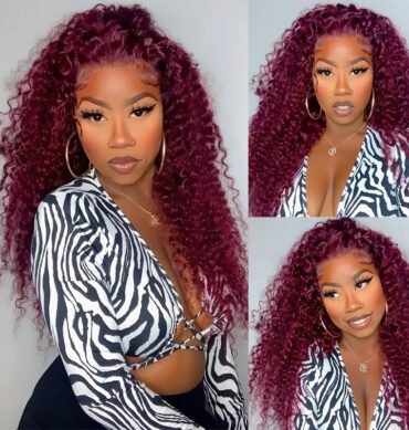 99J Burgundy Color Deep Wave Curly Human Hair Wig 6x5 Wear Go 13x4 HD Lace Front Wig