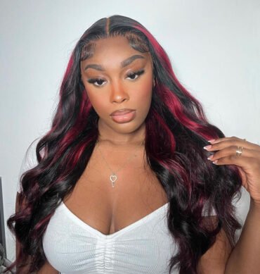 Burgundy Highlight Body Wave Wig P1B/99J Colored Glueless 5x5 13x4 HD Lace Frontal Wig