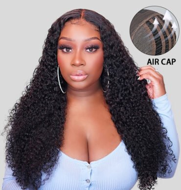 Air Cap | Curly Hair 6x5 Plus HD Pre Cut Lace Wear Go Glueless Wig 180% Density Bleached Knots