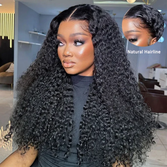 Curly 13x6 Glueless HD Lace Frontal Wig Bleached Knots Plucked Hairline 100% Human Hair For Women