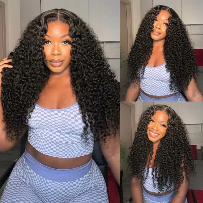 Curly 13x6 Glueless HD Lace Frontal Wig Bleached Knots Plucked Hairline 100% Human Hair For Women