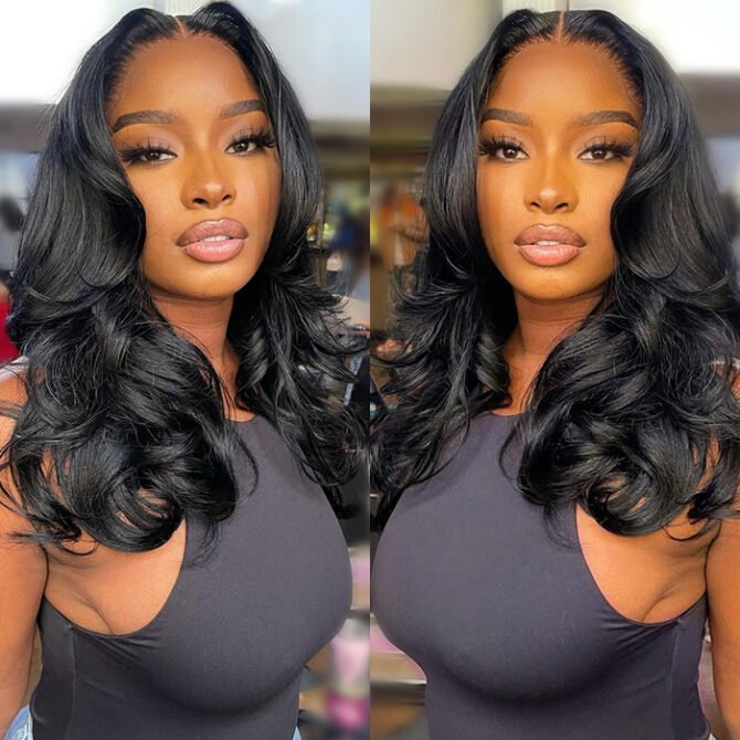 Face-Framing Curtain Bangs Body Wave Wig 6x5 Lace Glueless Wear Go Human Hair Wig