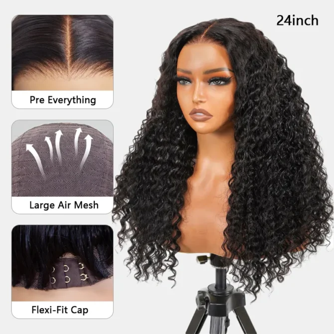 Deep Wave Flexi-Fit Wear Go Glueless Human Hair Wig 6x5 9x6 Melt Lace Pre Everything Fit All Size