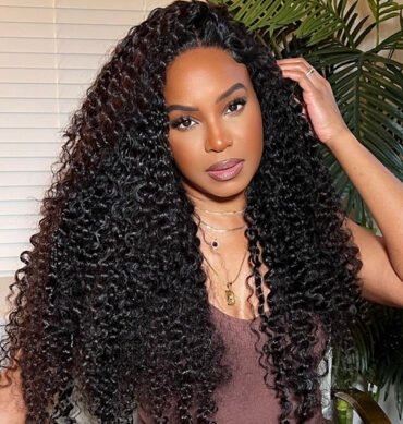 Deep Wave 13x6 HD Lace Frontal Wig Pre Plucked Curly Hair Glueless Wig Bleached Knots