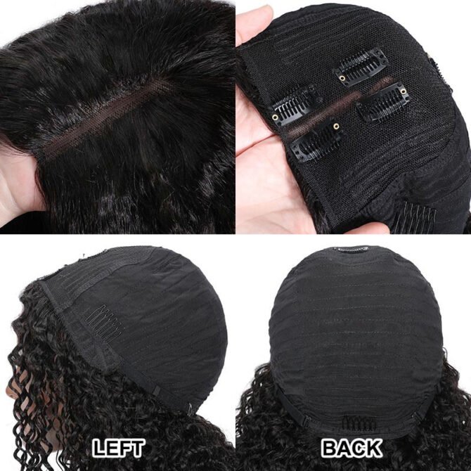 Bouncy Water Curls Short V Part Wig 100% Human Hair Quick And Easy Install Protective Style
