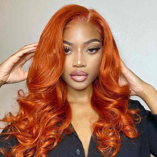 Ginger Orange Color New Body Wave Short 13x4 HD Lace Front Human Hair Wig Beautiful Barrel Curls