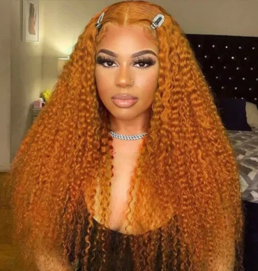 Ginger Orange Color Curly Wig 13x4 HD Lace Front Wigs Colored Human Hair 180% Density