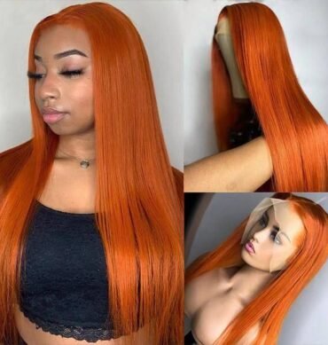 Ginger Orange Color 13x4 HD Lace Front Wig Straight Colored Human Hair Wigs 180% Density