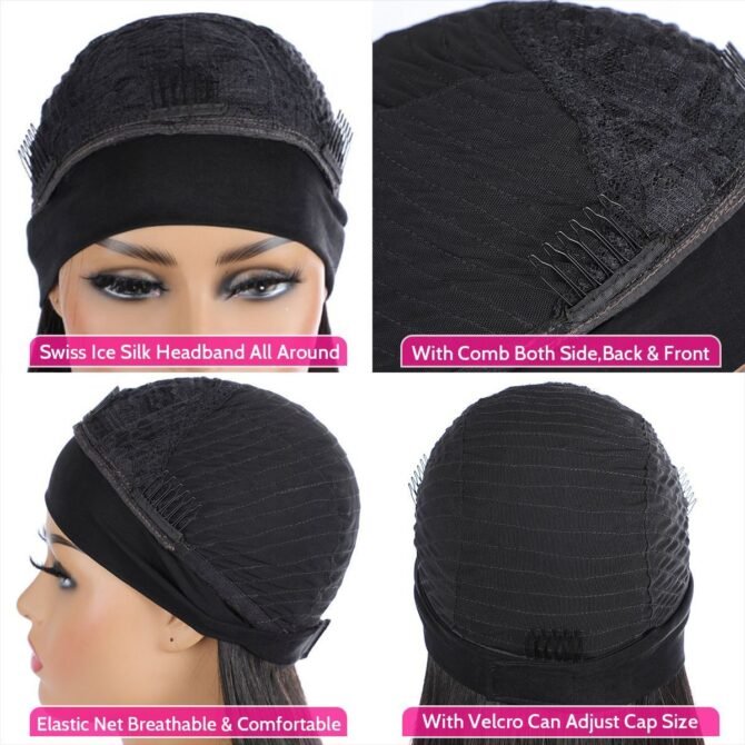 Short Kinky Curly Affordable Headband Wig 100% Human Hair