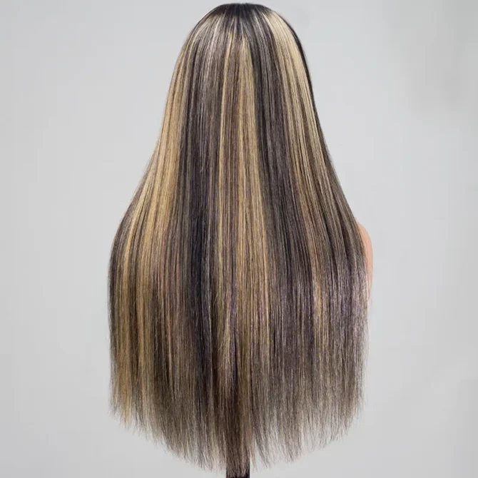 Balayage Highlight Straight Hair 6x5 Glueless 13x4 HD Lace Full Frontal Wig 100% Human Hair