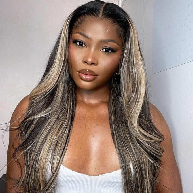 Balayage Highlight Straight Hair 6x5 Glueless 13x4 HD Lace Full Frontal Wig 100% Human Hair